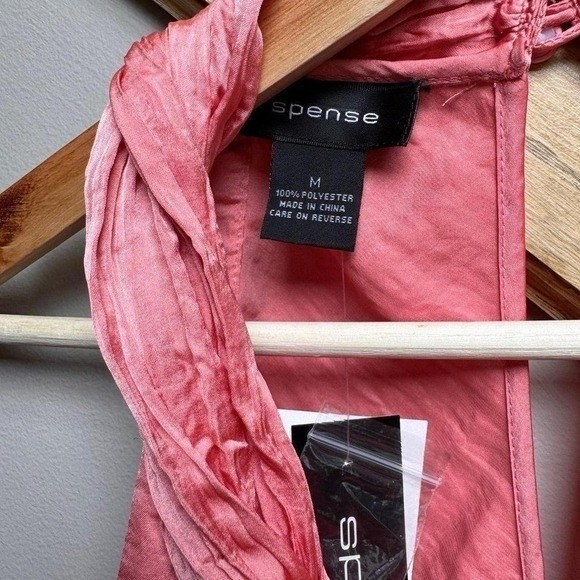 NWT Spense Women's Halter Neck Draped Front Tank‎ Top Coral Pink Textured Size M - Picture 4 of 8